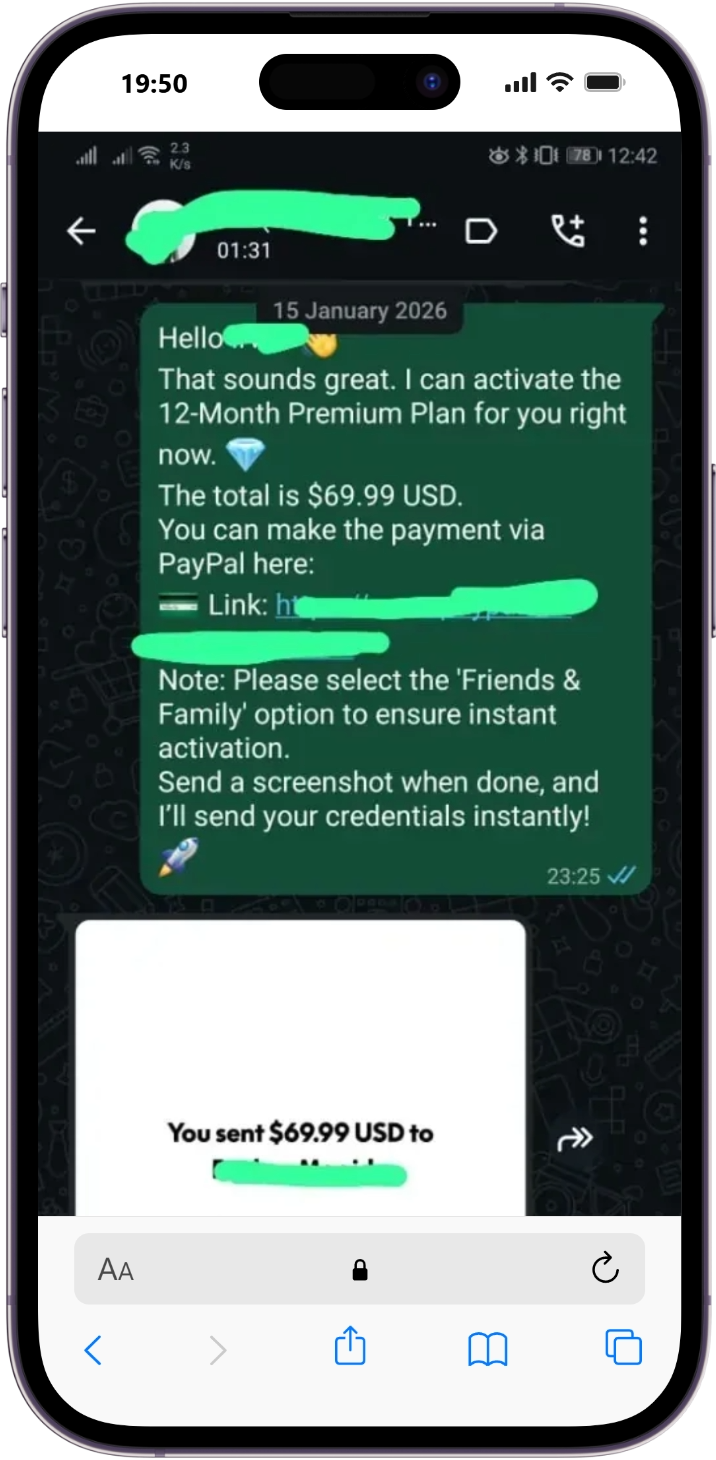 StreamB4 Chat on WhatsApp on iPhone
